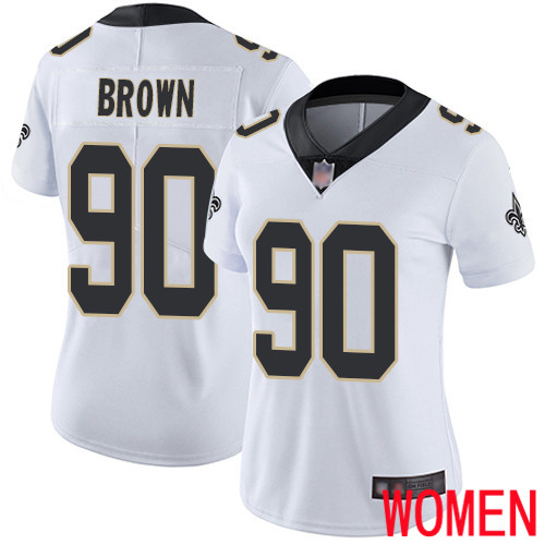 New Orleans Saints Limited White Women Malcom Brown Road Jersey NFL Football #90 Vapor Untouchable Jersey